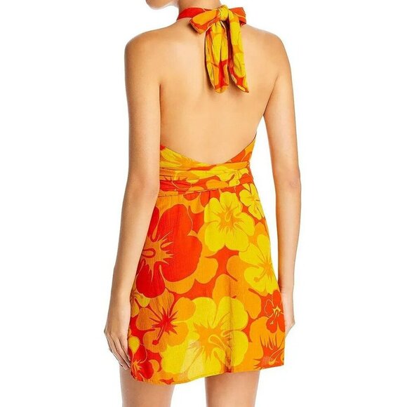 Faithfull The Brand Odette Floral Crepe Halterneck Dress Size S / US 4 MSRP $189 - Picture 2 of 7